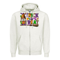 Oatmeal Heather Trick or Treat Zipper Hoodie - texasbilliewilder