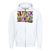 White Trick or Treat Zipper Hoodie - texasbilliewilder
