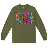 Army Green Mardi gras brush strokes king cake and craw fish Long Sleeve Tee - RanaPortraitStore