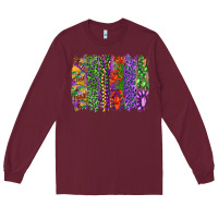 Burgundy Mardi gras brush strokes king cake and craw fish Long Sleeve Tee - RanaPortraitStore