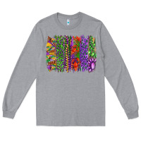 Heather Grey Mardi gras brush strokes king cake and craw fish Long Sleeve Tee - RanaPortraitStore