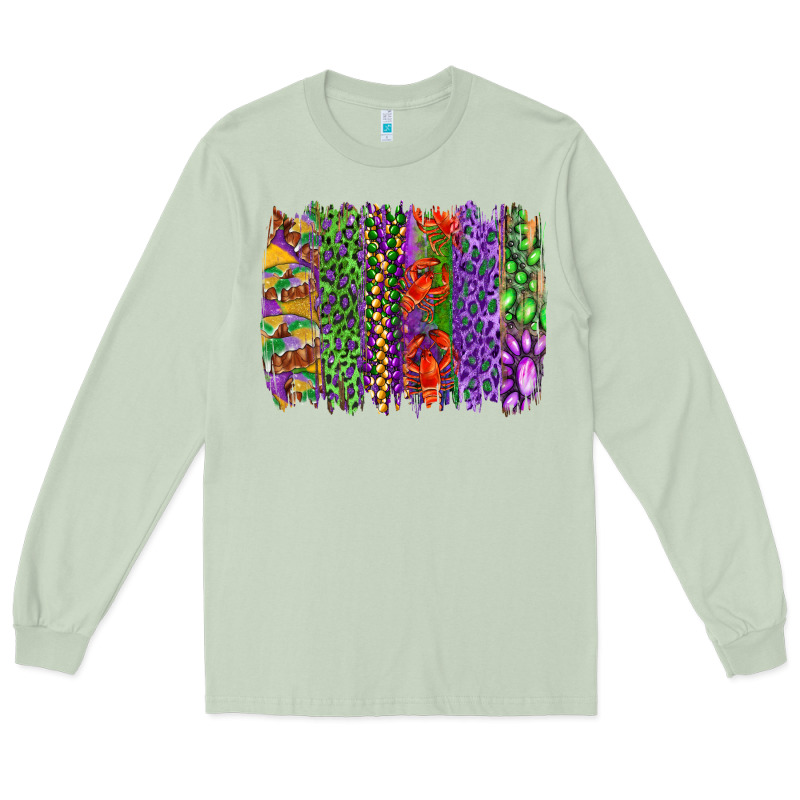 Mardi Gras Brush Strokes King Cake And Craw Fish Long Sleeve Tee by RanaPortraitStore | Teevron