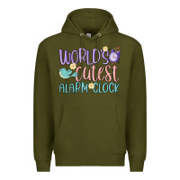Army Green world's cutest alarm clock Premium Hoodie - MaliasSmallBusiness