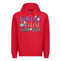 Red world's cutest alarm clock Premium Hoodie - MaliasSmallBusiness