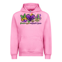 Fuchsia Pink peace love mardi gras Urban Hoodie - MaliasSmallBusiness