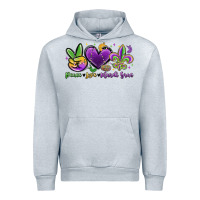 Heather Grey peace love mardi gras Urban Hoodie - MaliasSmallBusiness