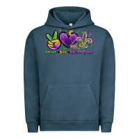 Pigment Midnight Navy peace love mardi gras Urban Hoodie - MaliasSmallBusiness