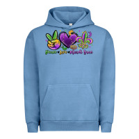 Pigment Pebble Blue peace love mardi gras Urban Hoodie - MaliasSmallBusiness