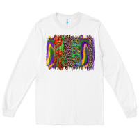 White Mardi Gras Brushstrokes Long Sleeve Tee - RanaPortraitStore