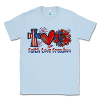 Dusty Blue faith love freedom Classic Tee - Zillion Design Studio