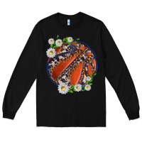 Black basketball with patterns and daisies Long Sleeve Tee - texasbilliewilder