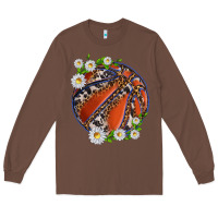 Chestnut basketball with patterns and daisies Long Sleeve Tee - texasbilliewilder