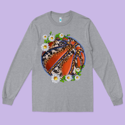 Long Sleeve Tee basketball with patterns and daisies