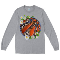 Heather Grey basketball with patterns and daisies Long Sleeve Tee - texasbilliewilder