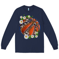 Navy basketball with patterns and daisies Long Sleeve Tee - texasbilliewilder