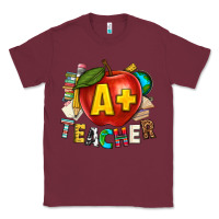 Burgundy a plus teacher Classic Tee - texasbilliewilder
