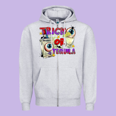 Trick Or Tequila Zipper Hoodie Designed By Texasbilliewilder