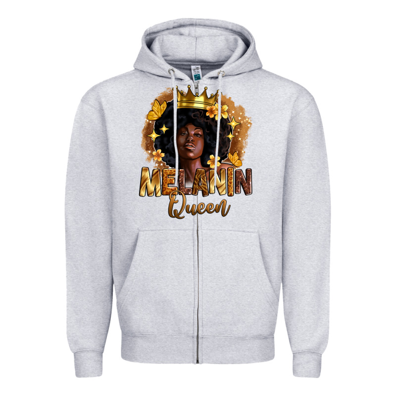 Melanin Queen Zipper Hoodie by Zillion Design Studio | Teevron