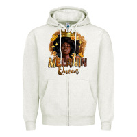 Oatmeal Heather melanin queen Zipper Hoodie - Zillion Design Studio