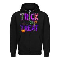 Black Trick or Treat Zipper Hoodie - texasbilliewilder