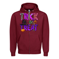 Burgundy Trick or Treat Zipper Hoodie - texasbilliewilder