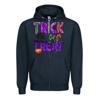 Navy Trick or Treat Zipper Hoodie - texasbilliewilder