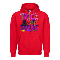 Red Trick or Treat Zipper Hoodie - texasbilliewilder