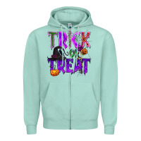 Seafoam Trick or Treat Zipper Hoodie - texasbilliewilder