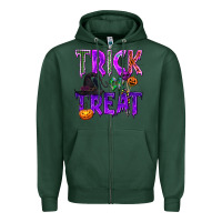 Sports Green Trick or Treat Zipper Hoodie - texasbilliewilder