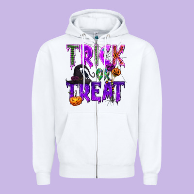 Trick Or Treat Zipper Hoodie Designed By Texasbilliewilder