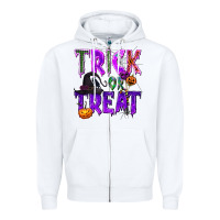 White Trick or Treat Zipper Hoodie - texasbilliewilder