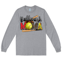 Heather Grey ballpark mama softball Long Sleeve Tee - Zillion Design Studio