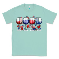 Seafoam American wine glasses Classic Tee - Zillion Design Studio