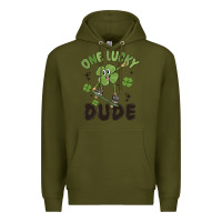 Army Green one lucky dude Premium Hoodie - MaliasSmallBusiness