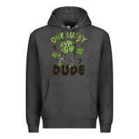 Charcoal Heather one lucky dude Premium Hoodie - MaliasSmallBusiness