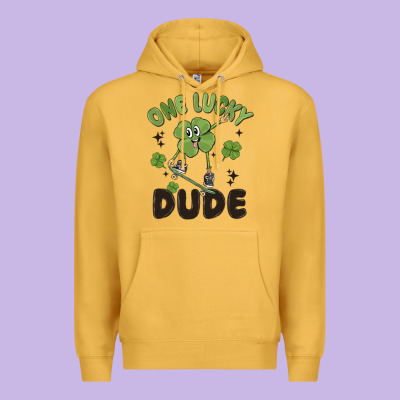 One Lucky Dude Premium Hoodie Designed By Maliassmallbusiness