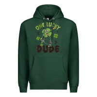 Sports Green one lucky dude Premium Hoodie - MaliasSmallBusiness