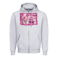 Heather Grey in october we wear pink pig Zipper Hoodie - RanaPortraitStore