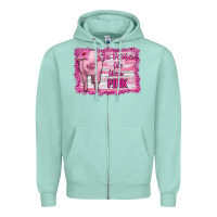 Seafoam in october we wear pink pig Zipper Hoodie - RanaPortraitStore