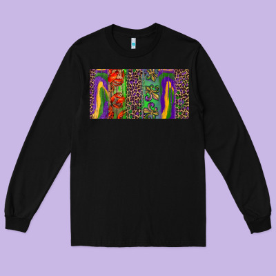 Long Sleeve Tee Mardi gras brushstrokes crawfish fleur de lis