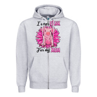 Heather Grey i wear pink for my mom pig Zipper Hoodie - RanaPortraitStore