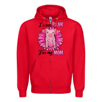 Red i wear pink for my mom pig Zipper Hoodie - RanaPortraitStore