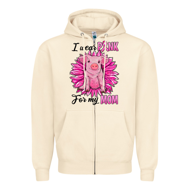 I Wear Pink For My Mom Pig Zipper Hoodie by RanaPortraitStore | Teevron