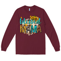 Burgundy blessed mama with sunflowers Long Sleeve Tee - texasbilliewilder