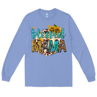 Colony Blue blessed mama with sunflowers Long Sleeve Tee - texasbilliewilder
