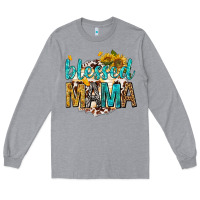 Heather Grey blessed mama with sunflowers Long Sleeve Tee - texasbilliewilder