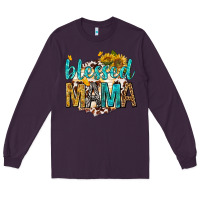 Plum blessed mama with sunflowers Long Sleeve Tee - texasbilliewilder