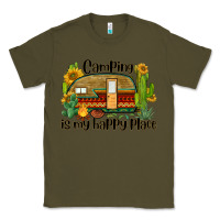 Army Green camping is my happy place caravan Classic Tee - BarkalooDesign