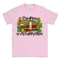 Bubblegum Pink camping is my happy place caravan Classic Tee - BarkalooDesign