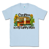 Dusty Blue camping is my happy place caravan Classic Tee - BarkalooDesign